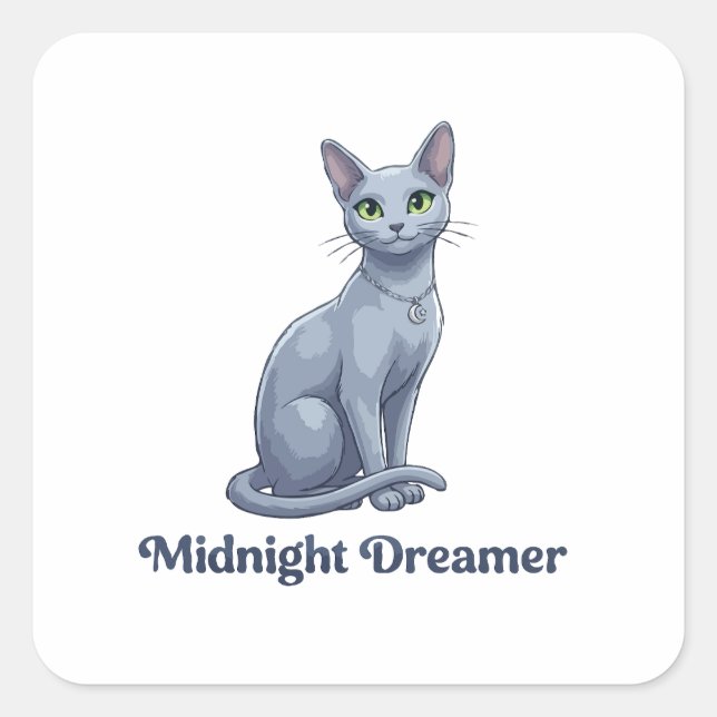  Midnight Dreamer Celestial Cat Square Sticker (Front)