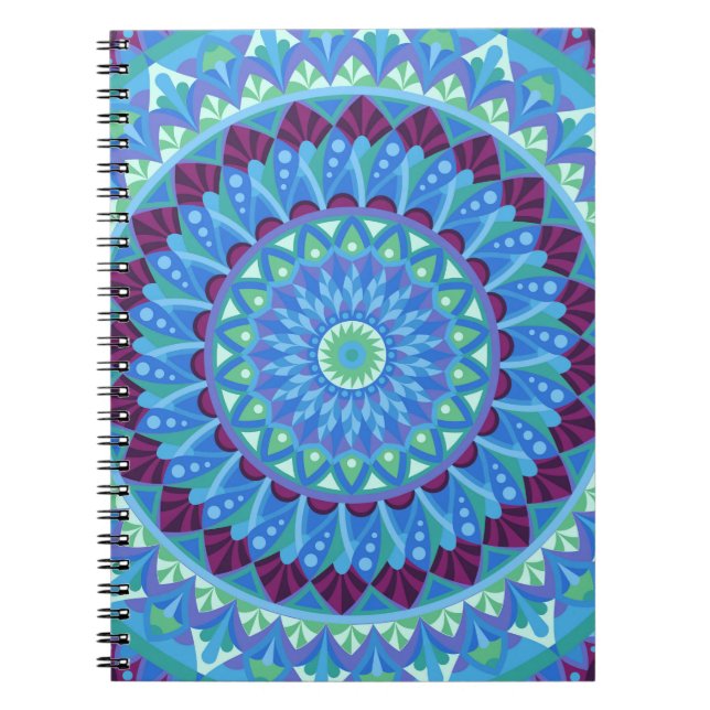 Midnight Dreams Mandala Boho Meditation Blue Notebook (Front)