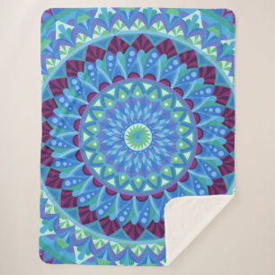 Midnight Dreams Mandala Cosy Blue Boho Relax Sherpa Blanket