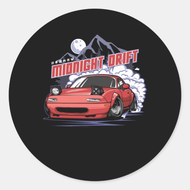 Midnight Drift Classic Round Sticker (Front)