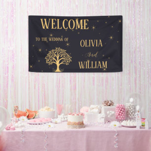 Midnight Elegance: Dark Blue Wedding Banner