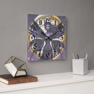 Midnight Enchantress: The Dark Fae Square Wall Clock