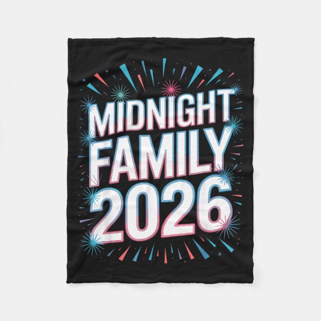 Midnight Family 2026 Fireworks Countdown Unity Spa Fleece Blanket (Front)