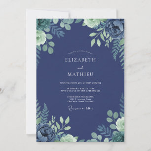 Midnight Fern Wedding Invitation