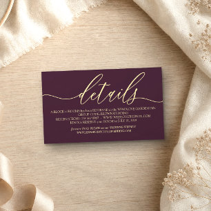 Midnight Fig & Champagne Add Photo Wedding Details Enclosure Card
