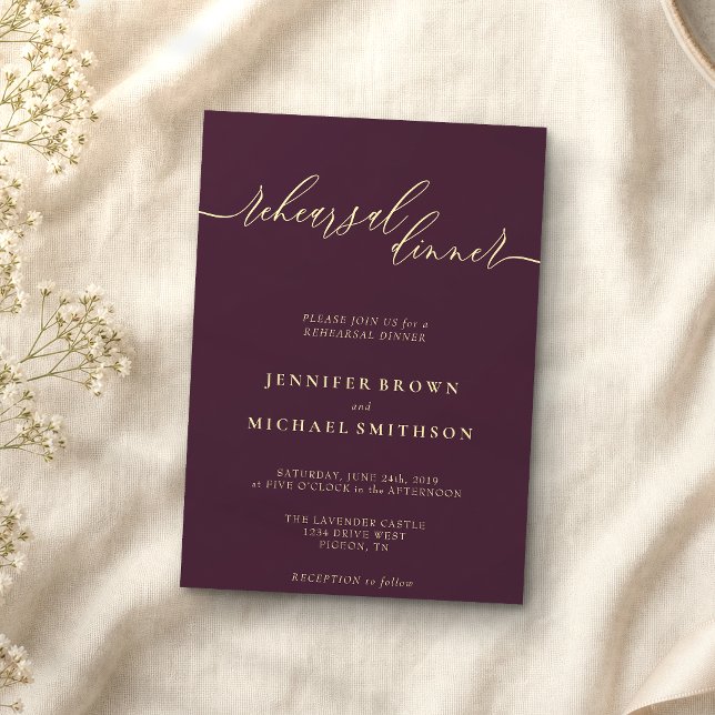 Midnight Fig & Champagne Rehearsal Dinner Invitation (Creator Uploaded)