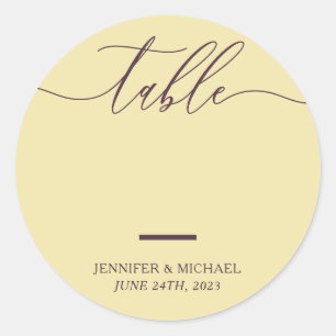 Midnight Fig & Champagne Script Table Numbers Classic Round Sticker