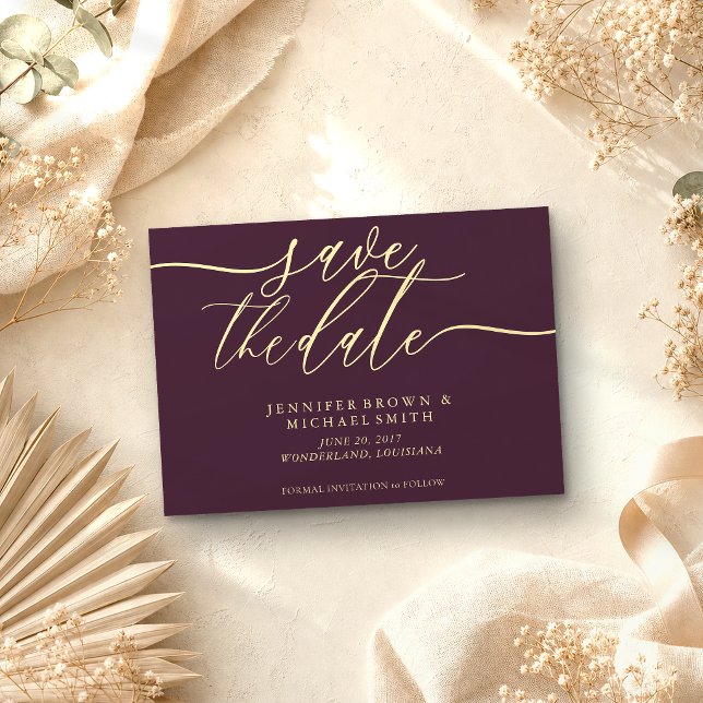Midnight Fig & Champagne Wedding Save Date Photo Save The Date (Creator Uploaded)