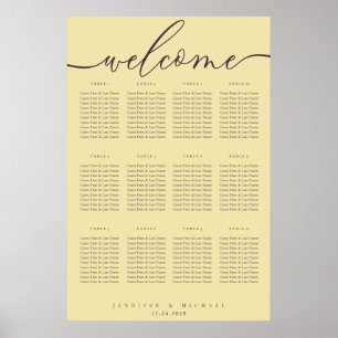 Midnight Fig & Champagne Welcome Wedding Seating Poster
