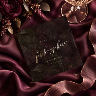 Midnight Fig Moody Botanical Wedding Napkin