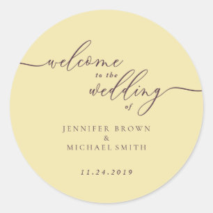 Midnight Fig Signature Welcome to Wedding Classic Round Sticker