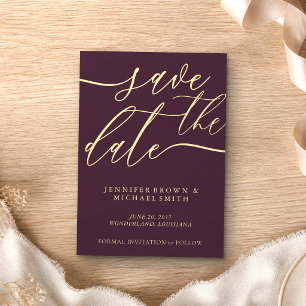Midnight Fig Wedding Custom Photo Calligraphy Save The Date