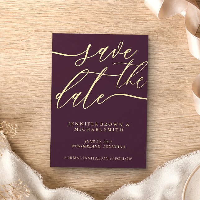 Midnight Fig Wedding Custom Photo Calligraphy Save The Date (Creator Uploaded)