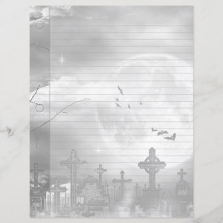 Midnight Flight Goth Cemetery Notebook Paper