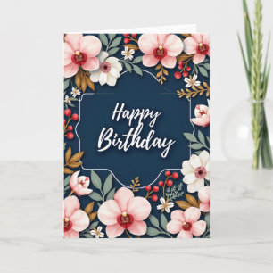 Midnight Floral Birthday Card