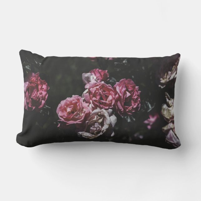 Midnight floral, dark floral, gothic floral pillow (Front)