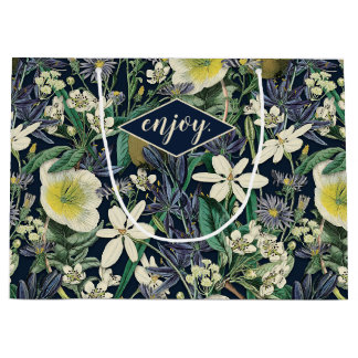Midnight Floral Vintage Botanical Custom Gift Bag