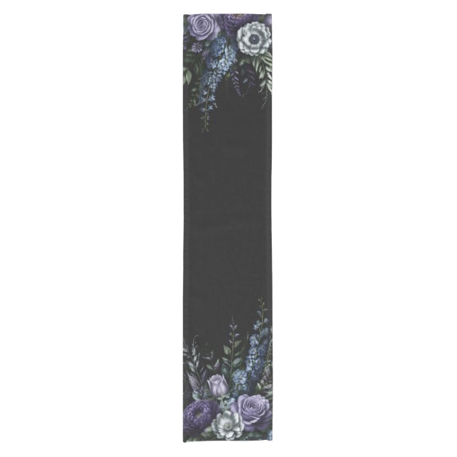 Midnight Floral Witchy Botanical Table Runner (Front)