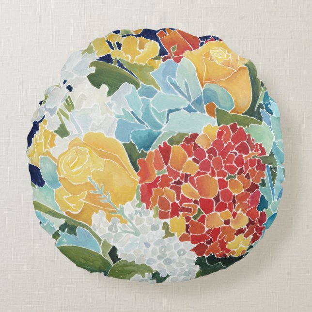 Midnight Florals II Round Cushion (Front)