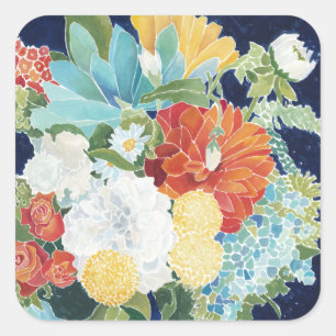 Midnight Florals III Square Sticker