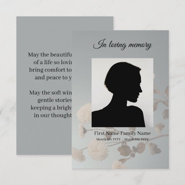 Midnight flower funeral prayer card (Front/Back)