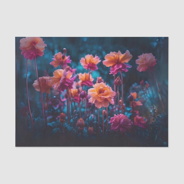 Midnight Flower Garden Decoupage Tissue Paper (Front)