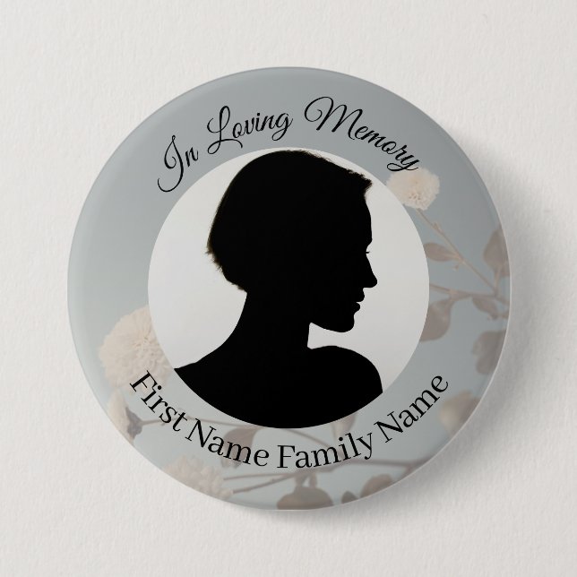 Midnight flower memorial photo button (Front)
