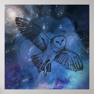Midnight flying owl poster