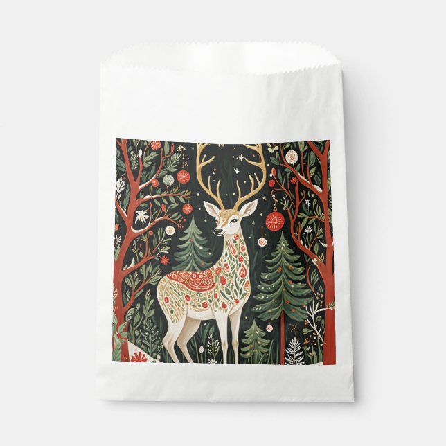 Midnight Forest Christmas Deer Favour Bags (Front)