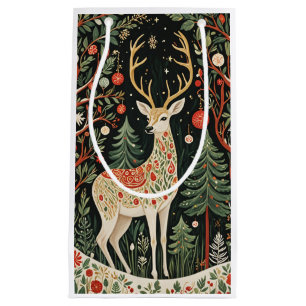 Midnight Forest Christmas Deer Small Gift Bag