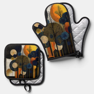 Midnight Forest on the Planet Mercury #1 Towel Oven Mitt & Pot Holder Set
