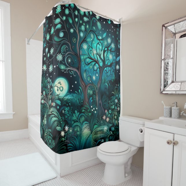 Midnight Forest Shower Curtain (In Situ)