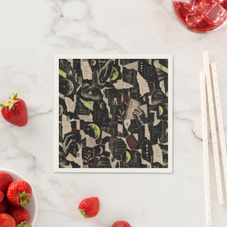 Midnight Fragments – Gothic Editorial Pattern Napkin