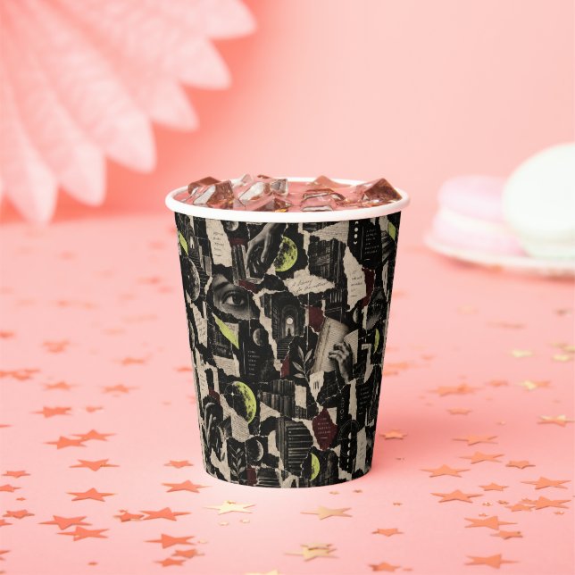 Midnight Fragments – Gothic Editorial Pattern Paper Cups (Insitu)