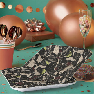 Midnight Fragments – Gothic Editorial Pattern Paper Plate