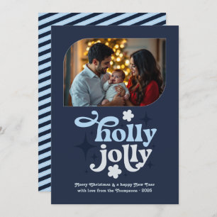 Midnight Frost Modern Blue Christmas Photo Holiday Card