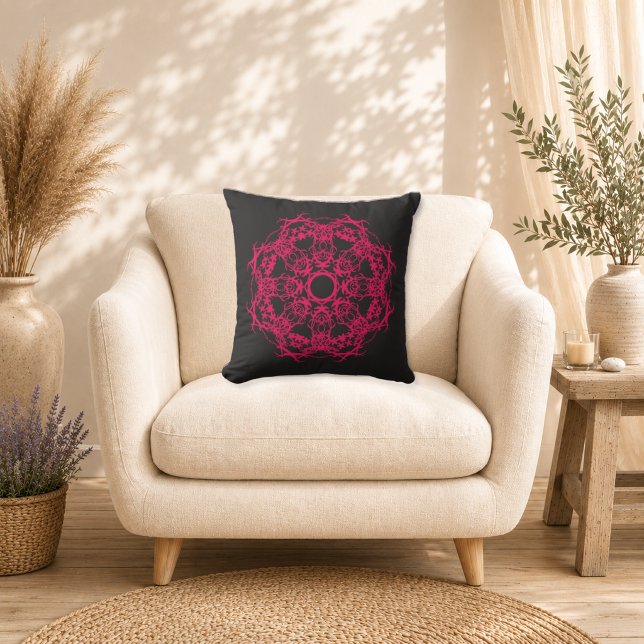 Midnight Fuchsia Mandala Cushion (Creator Uploaded)