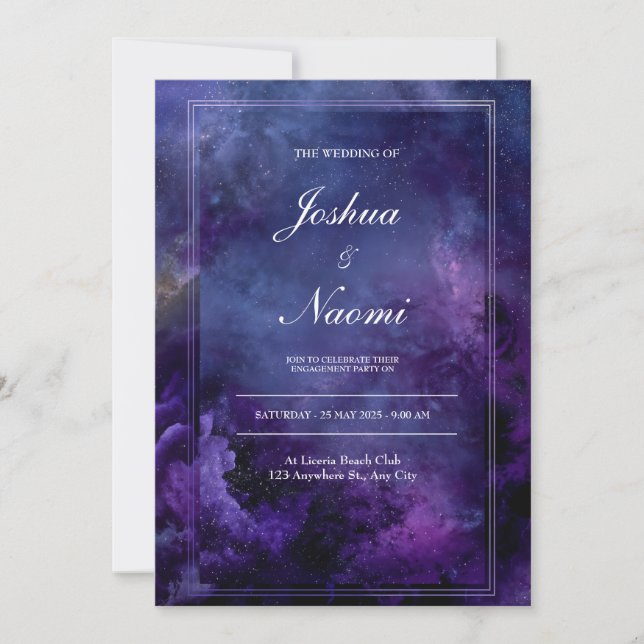 Midnight Galaxy Wedding Invitation (Front)
