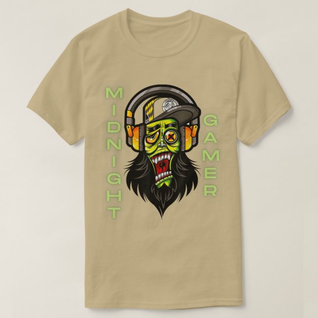 MIDNIGHT GAMER, VIDEO GAMER, VIDEO PLAYER, GAMER  T-Shirt (Design Front)