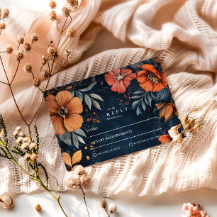 Midnight Garden Baroque Wedding RSVP Card