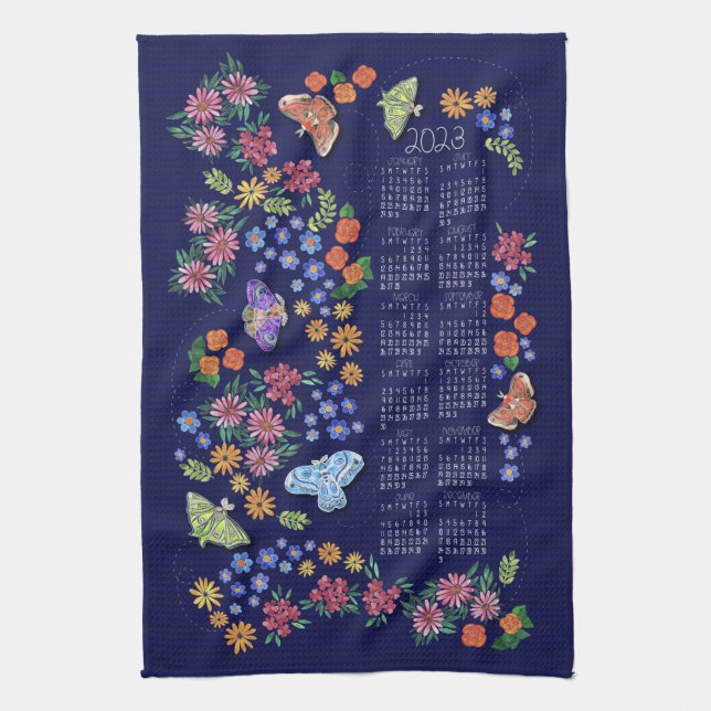 Midnight Garden Calendar Towel (Vertical)