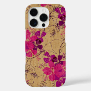 Midnight Garden Hawaiian Faux Wood Pink iPhone 16 Pro Case
