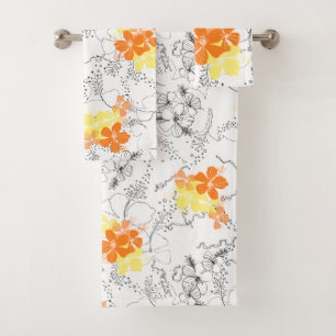 Midnight Garden Hawaiian Hibiscus Coordinate Bath Towel Set