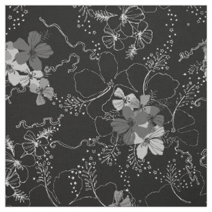Midnight Garden Hawaiian Hibiscus Floral Fabric