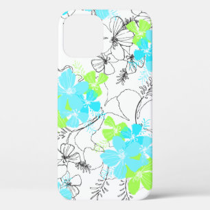 Midnight Garden Hawaiian Hibiscus Floral Turq iPhone 12 Pro Case