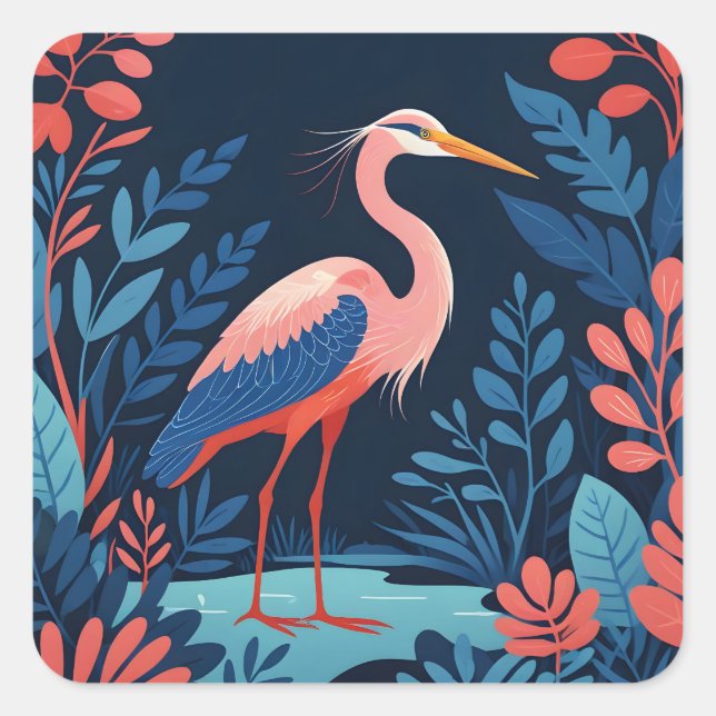 midnight garden heron stickers (Front)