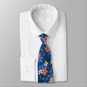 Midnight Garden Hibiscus Floral Two-sided Printed Tie