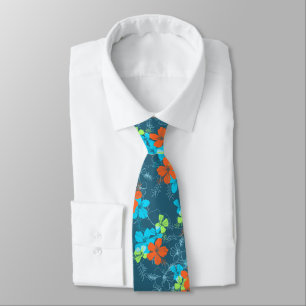 Midnight Garden Hibiscus Floral Two-sided Printed Tie
