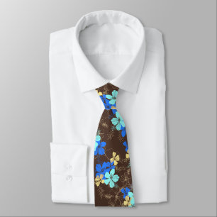 Midnight Garden Hibiscus Floral Two-sided Printed Tie