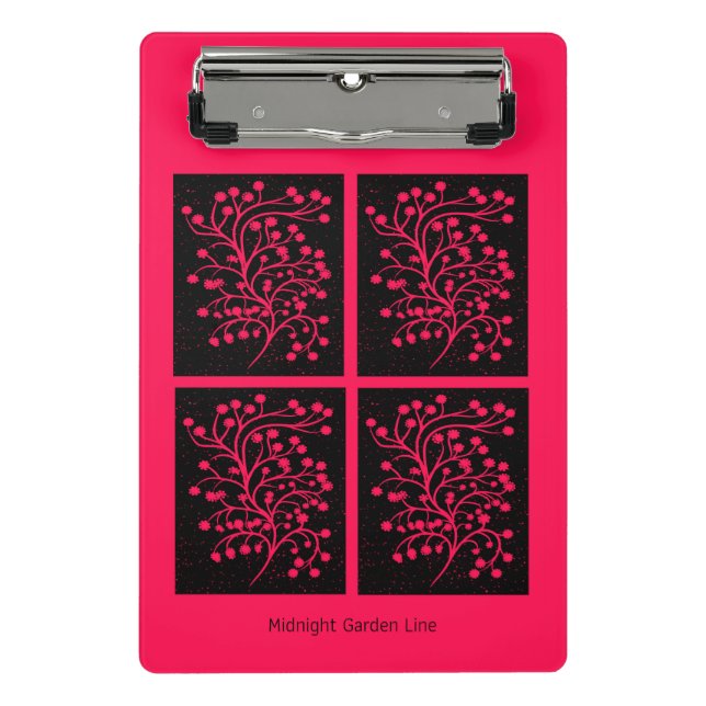 Midnight Garden Line Raspberry Bloom Mini Clipboard (Front)